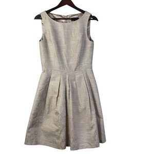 Tahari Arthur S. Levine Metallic Fit & Flare Dress Women's 4 Gold Cocktail Party